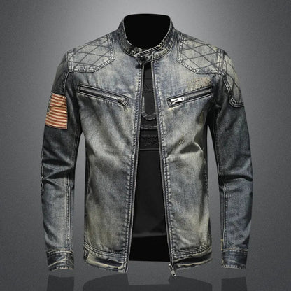 Herren Denimjacke Zip-Up Gewaschen Blau - Norvielle