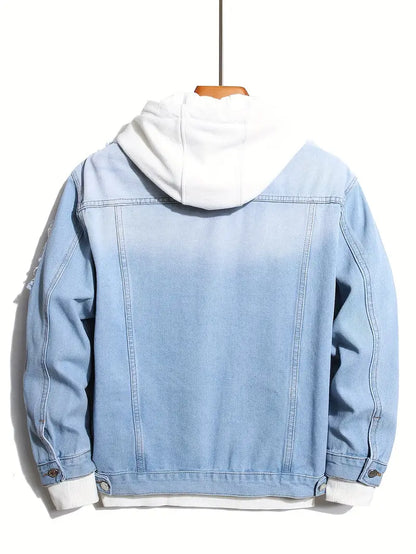 Denim Jacket - Casual - Hellblau - Jeansjacke mit Patches - Herrenjacke-Chaps Herrenmode