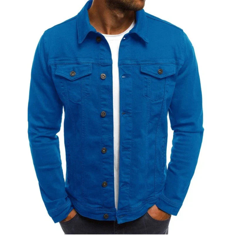 Herren Jeansjacke Taillierte Passform Strapazierfähiger Denim