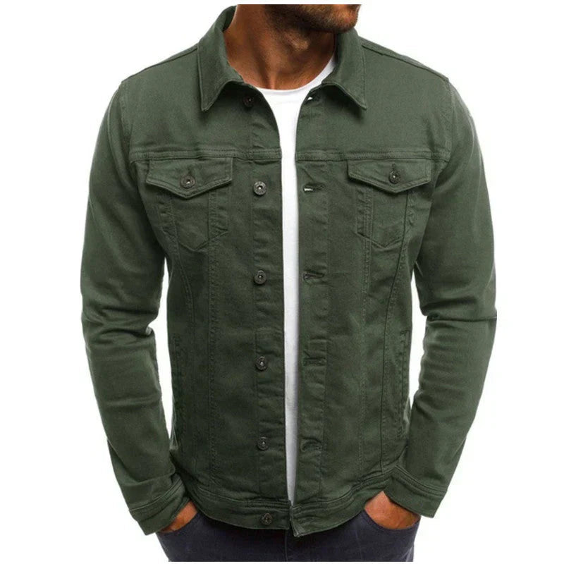 Herren Jeansjacke Taillierte Passform Strapazierfähiger Denim