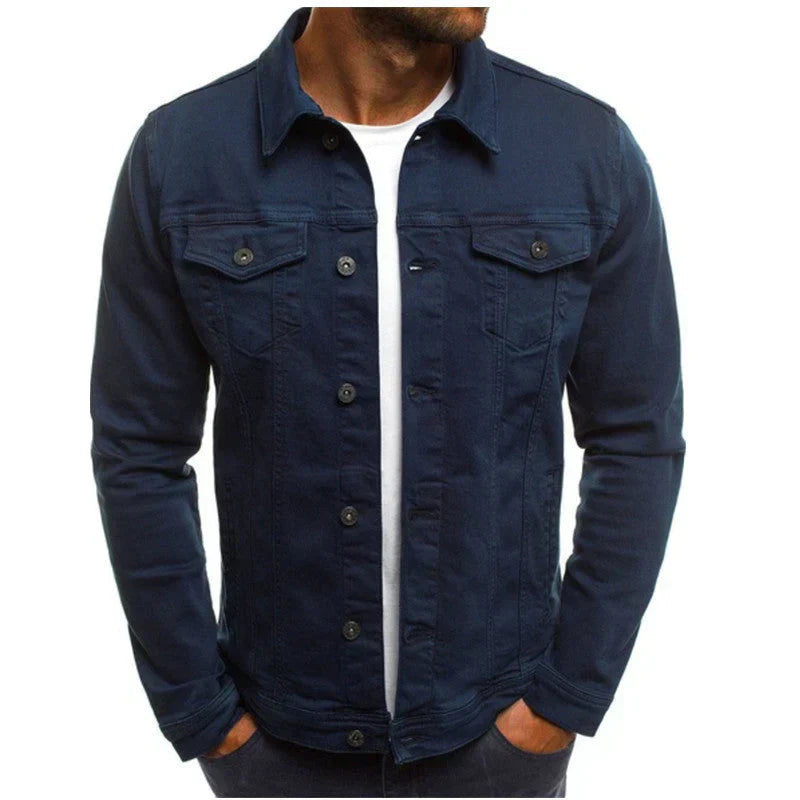 Herren Jeansjacke Taillierte Passform Strapazierfähiger Denim
