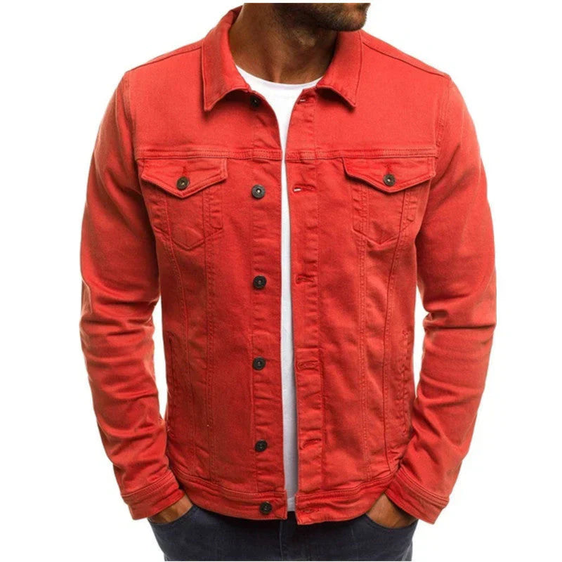 Herren Jeansjacke Taillierte Passform Strapazierfähiger Denim
