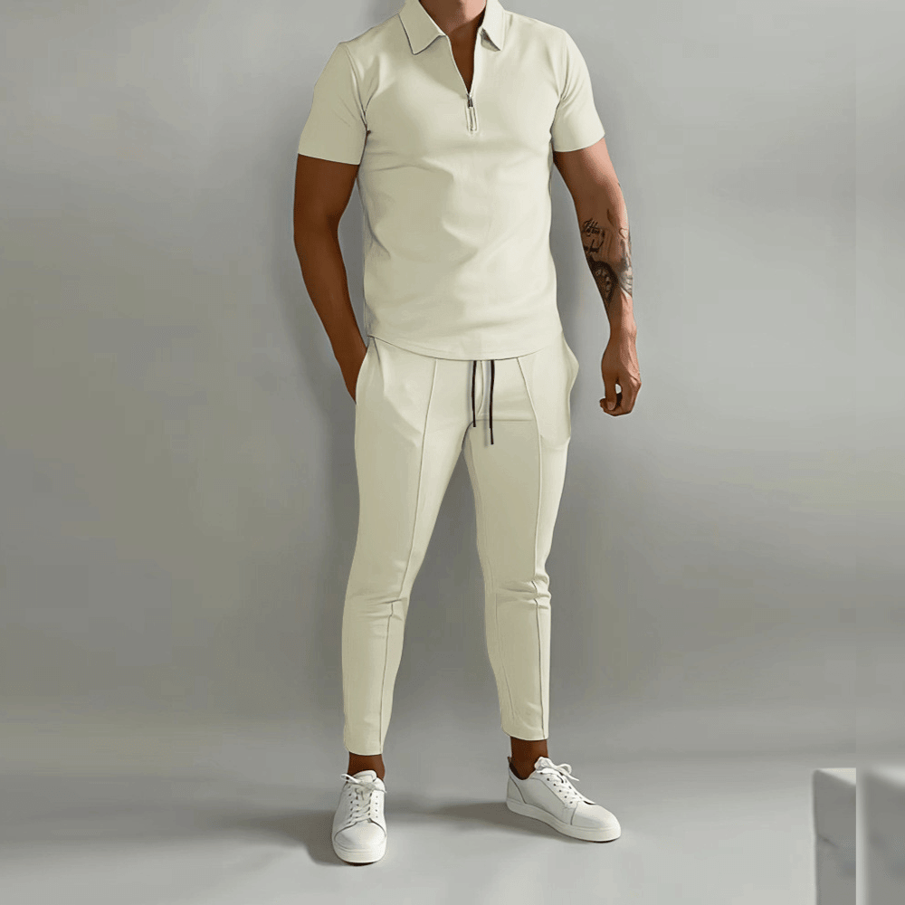 Herren Poloshirt Set 2-teilig mit Reißverschluss