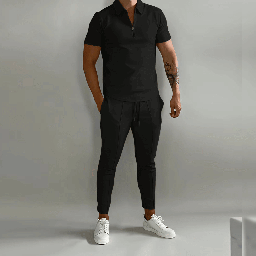 Herren Poloshirt Set 2-teilig mit Reißverschluss