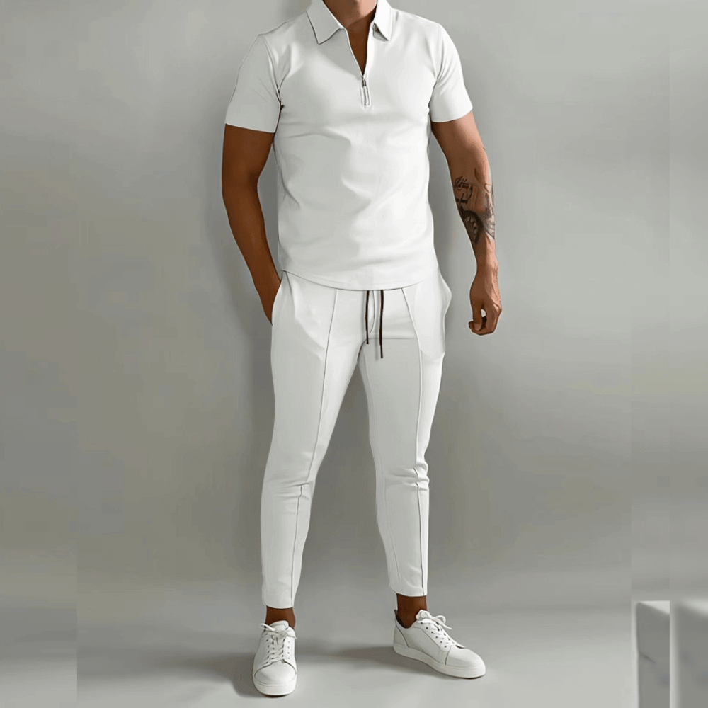 Herren Poloshirt Set 2-teilig mit Reißverschluss