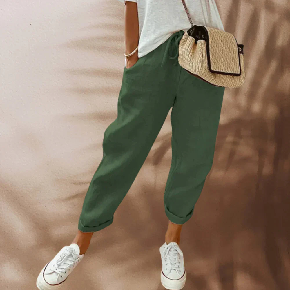 Damen Sommerhosen Stilvoll Leicht Beige