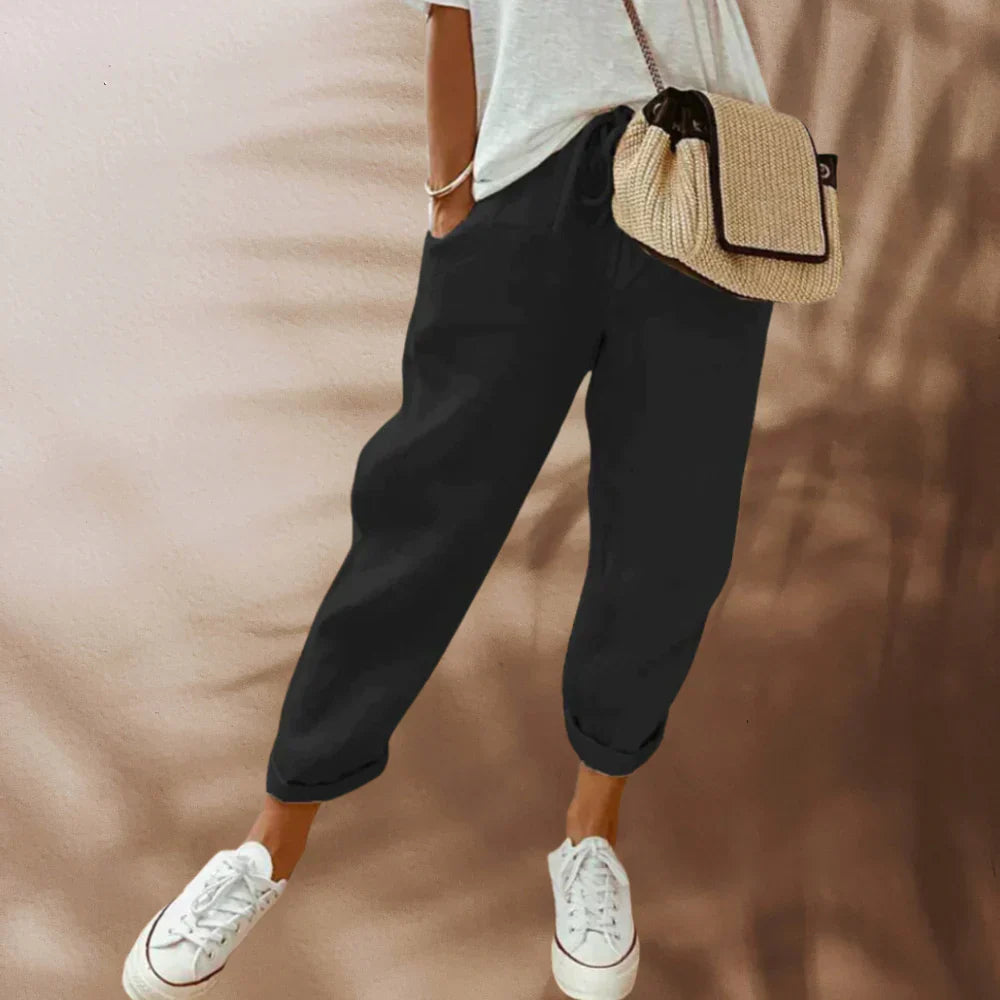 Damen Sommerhosen Stilvoll Leicht Beige