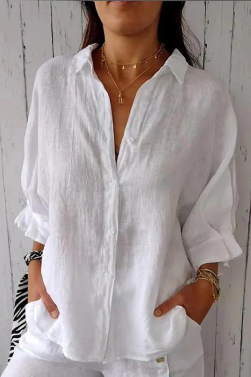 Damen Bluse Elegantes Design Knöpfe Zeitlos - Norvielle