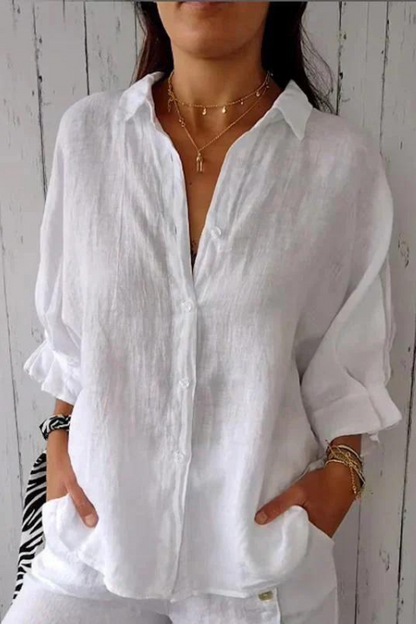 Damen Bluse Elegantes Design Knöpfe Zeitlos - Norvielle