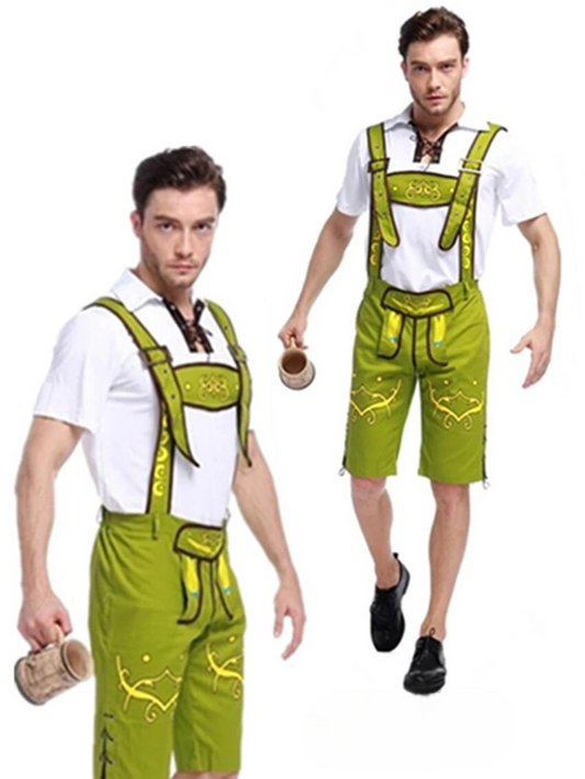 Herren Leder-Shorts für Oktoberfest mit Hosenträgern Schwarz - Norvielle