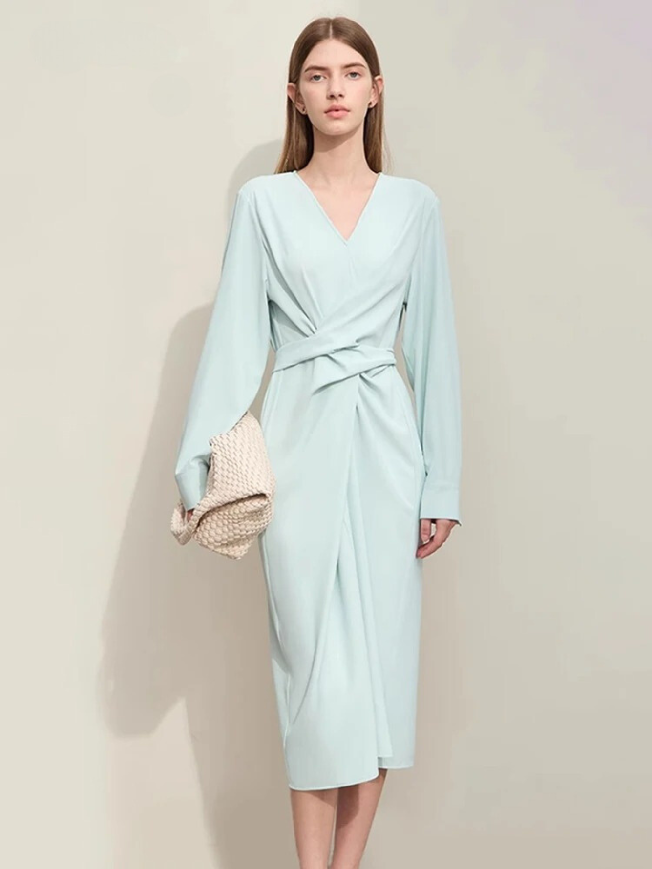 Damen Midikleid V-Ausschnitt Fließend - Norvielle