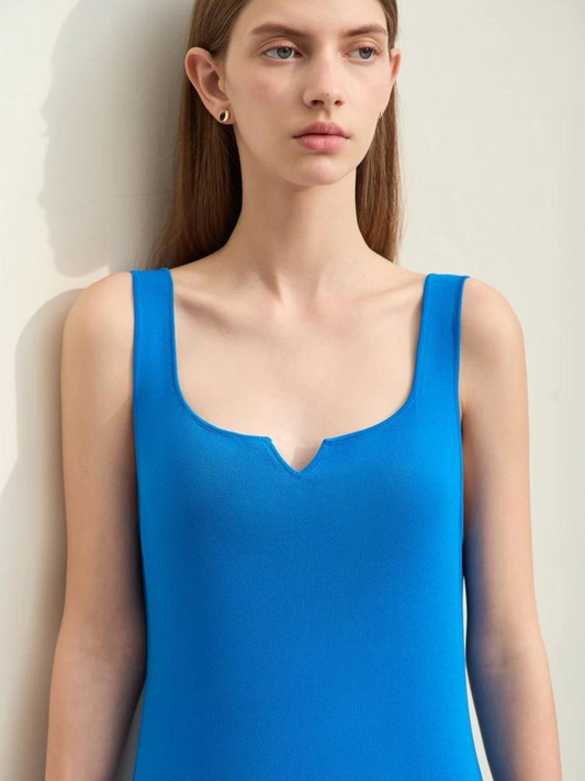 Ärmelloses Damen Midikleid Minikleid Einfach Schwarz - Norvielle