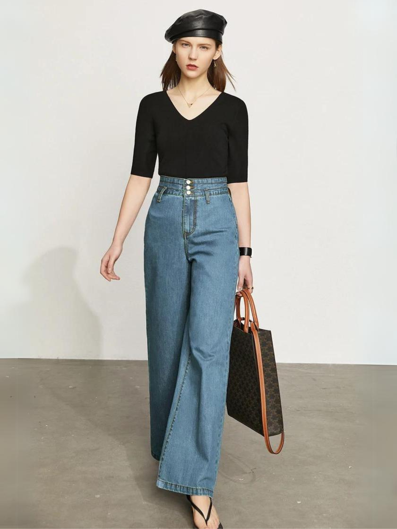 Weite Damen-Retro-Jeans Leicht Blau - Norvielle