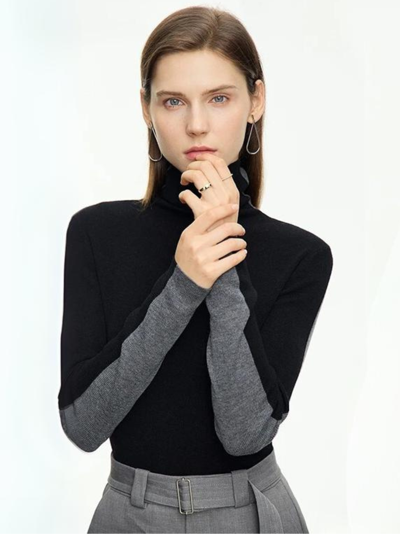 Zweifarbiger Rollkragenpullover Bunt - Norvielle