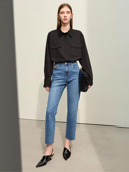 Hohe Taille Vintage Bleistiftjeans - Norvielle