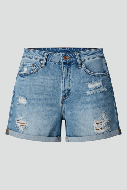 Damen Casual Shorts Distressed Optik Fransen Saum - Norvielle