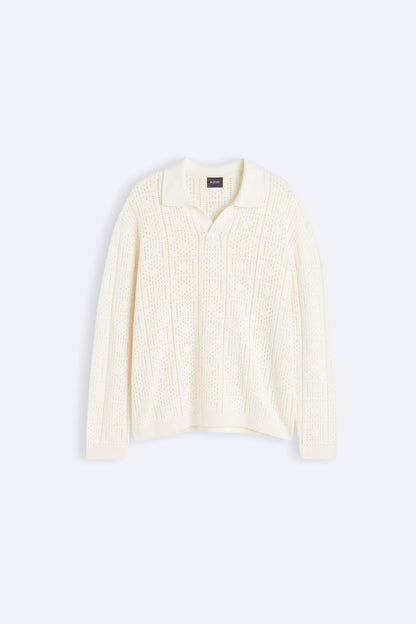 Eleganter Damen Pullover Häkellook mit Polokragen - Norvielle