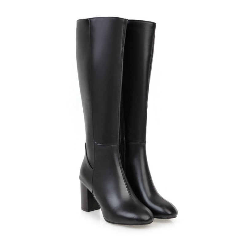 Damen Stiefel Klassisch Hoch mit Blockabsatz
