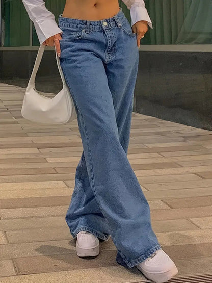 Blaue Baggy Jeans 90er Style Weite Passform - Norvielle
