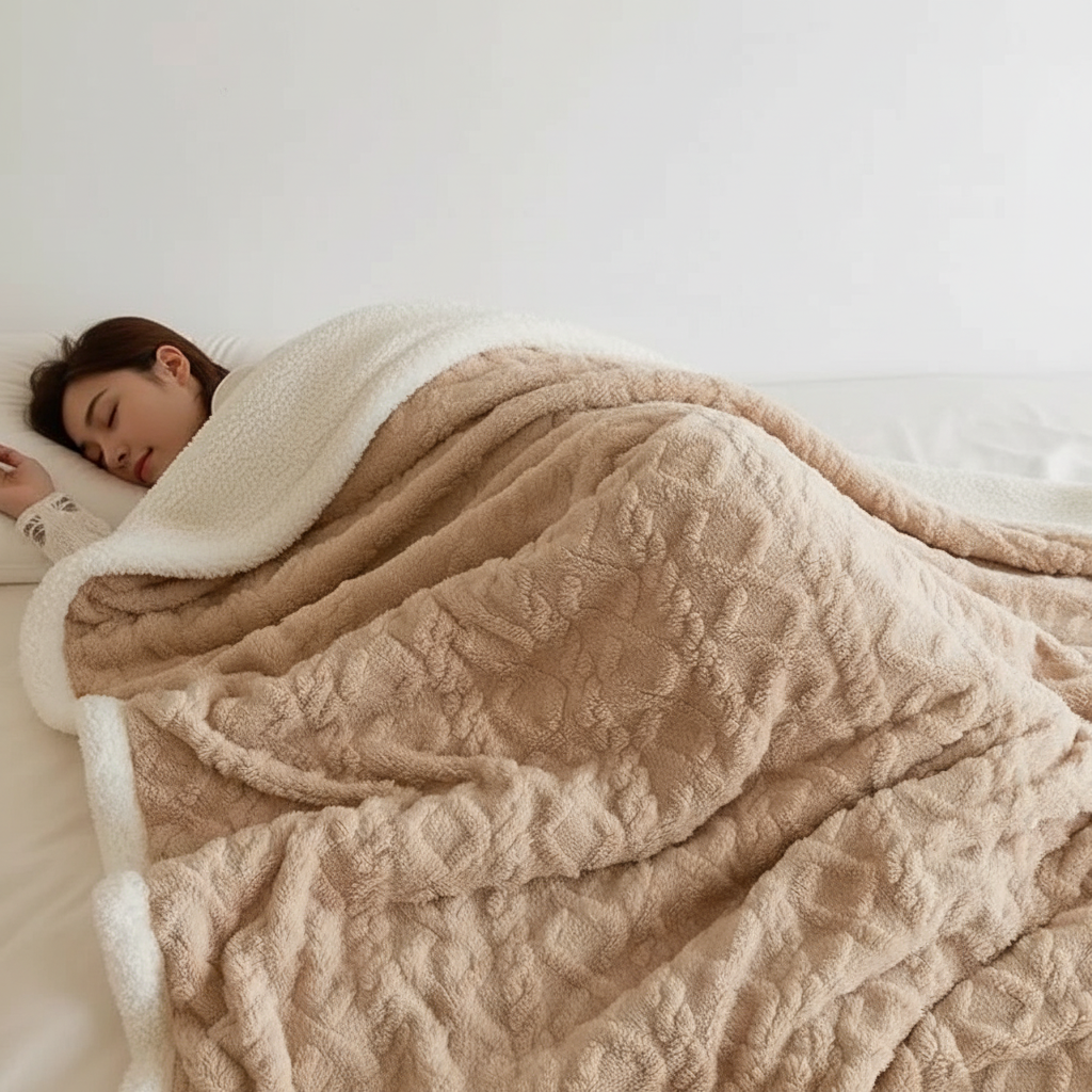 Lammwollfleece-Decke Warm Weich für Winter