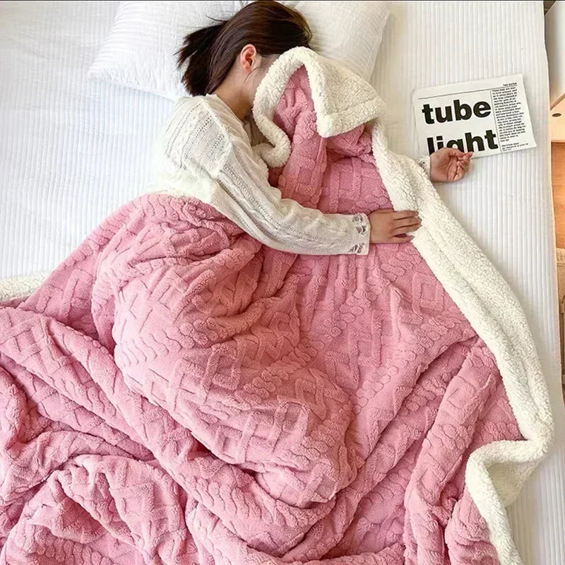Lammwollfleece-Decke Warm Weich für Winter