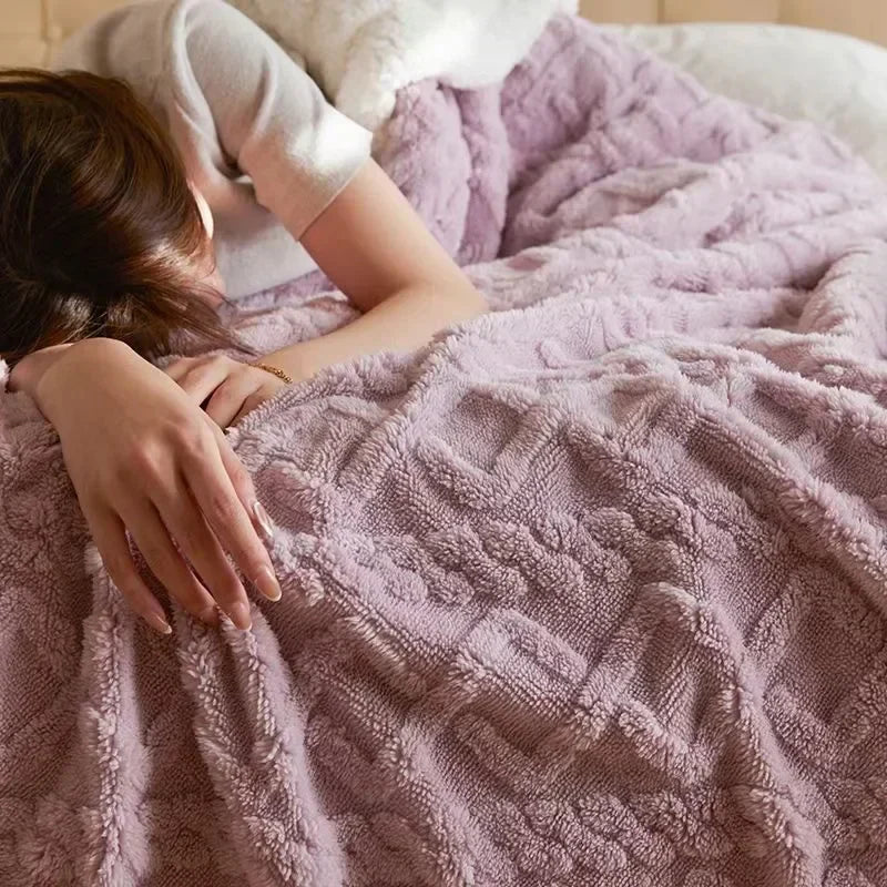 Lammwollfleece-Decke Warm Weich für Winter