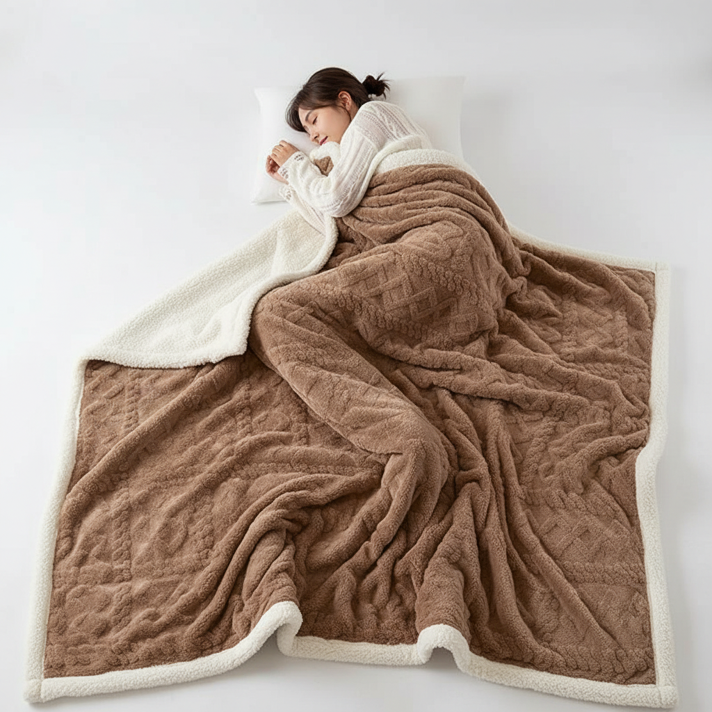 Lammwollfleece-Decke Warm Weich für Winter