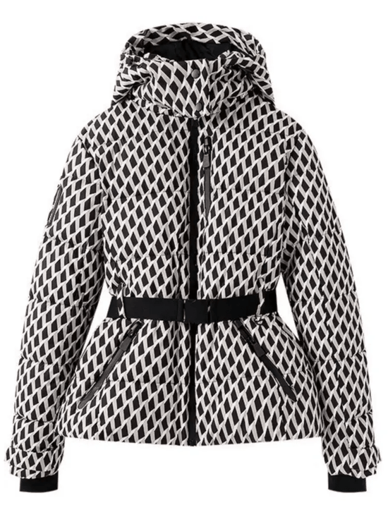 Damen Daunenjacke Mit Kapuze Und Gürtel Winter