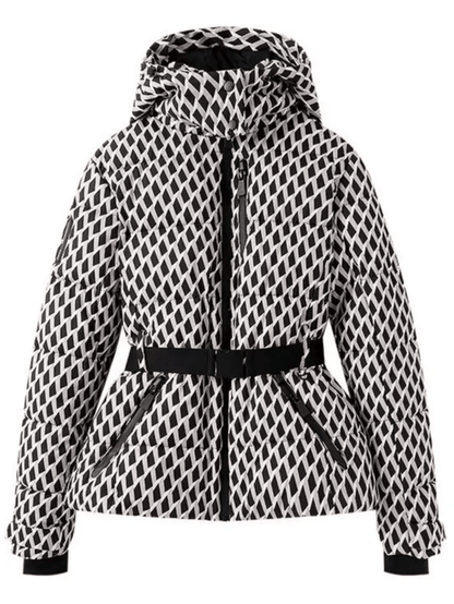 Damen Daunenjacke Mit Kapuze Und Gürtel Winter