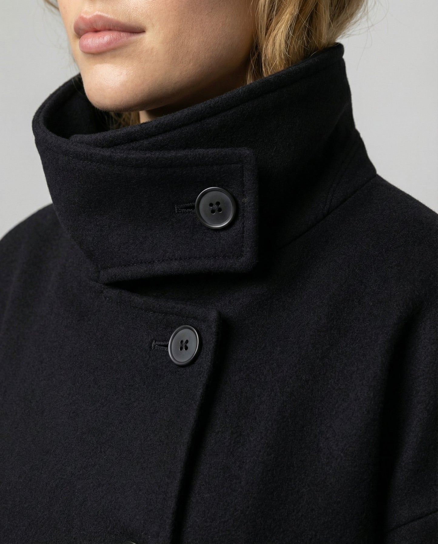 Damen Oversized Wollmantel Stehkragen