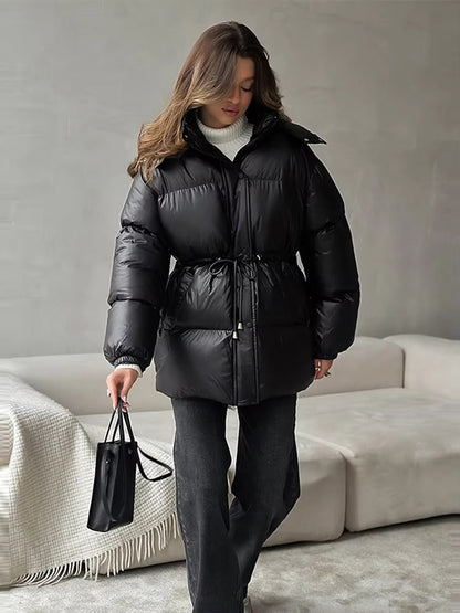 Damen Winter-Steppjacke Kordelzug Glanzfinish - Norvielle