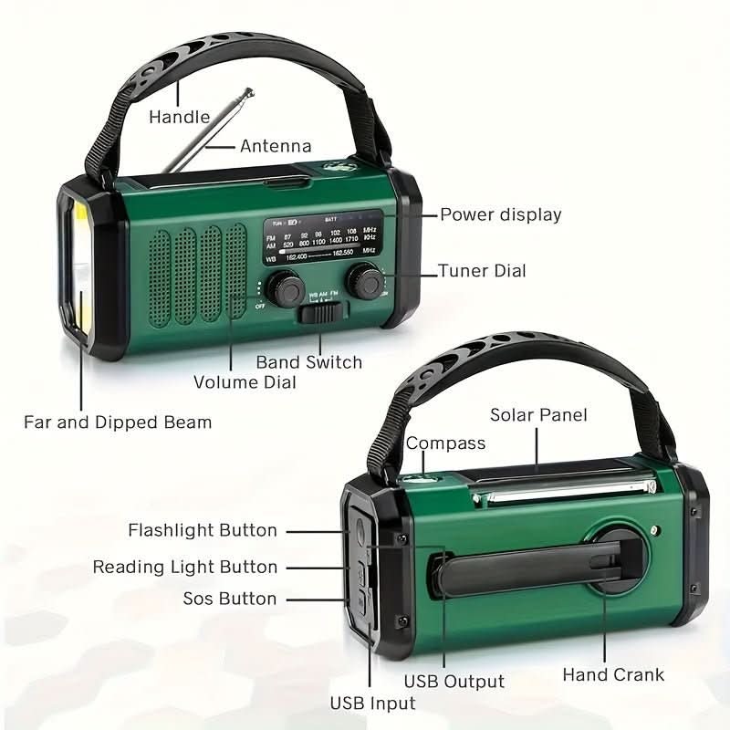 EcoPower Notfallradio Solar Taschenlampe USB-Ladefunktion