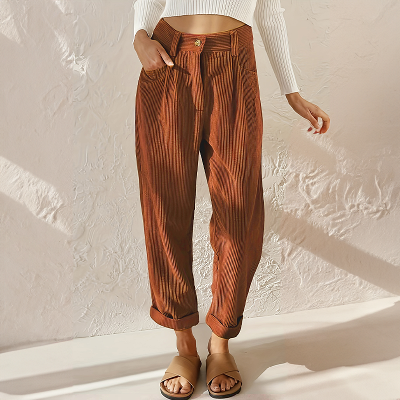 Damen Sommerhose Hochbund Weites Bein
