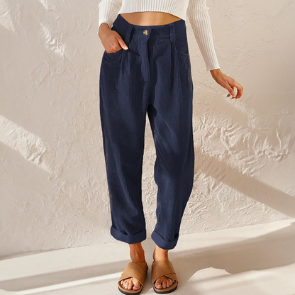 Damen Sommerhose Hochbund Weites Bein