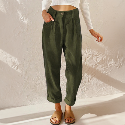 Damen Cordhosen Hohe Taille