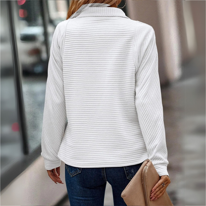 Damen Pullover Halbreißverschluss mit Details
