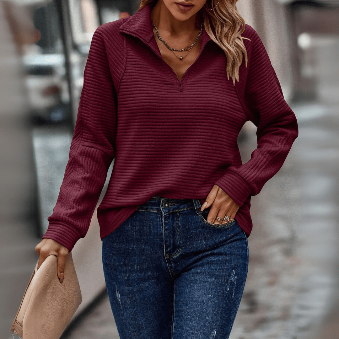 Jenica Damen Halb-Zip Pullover Schick