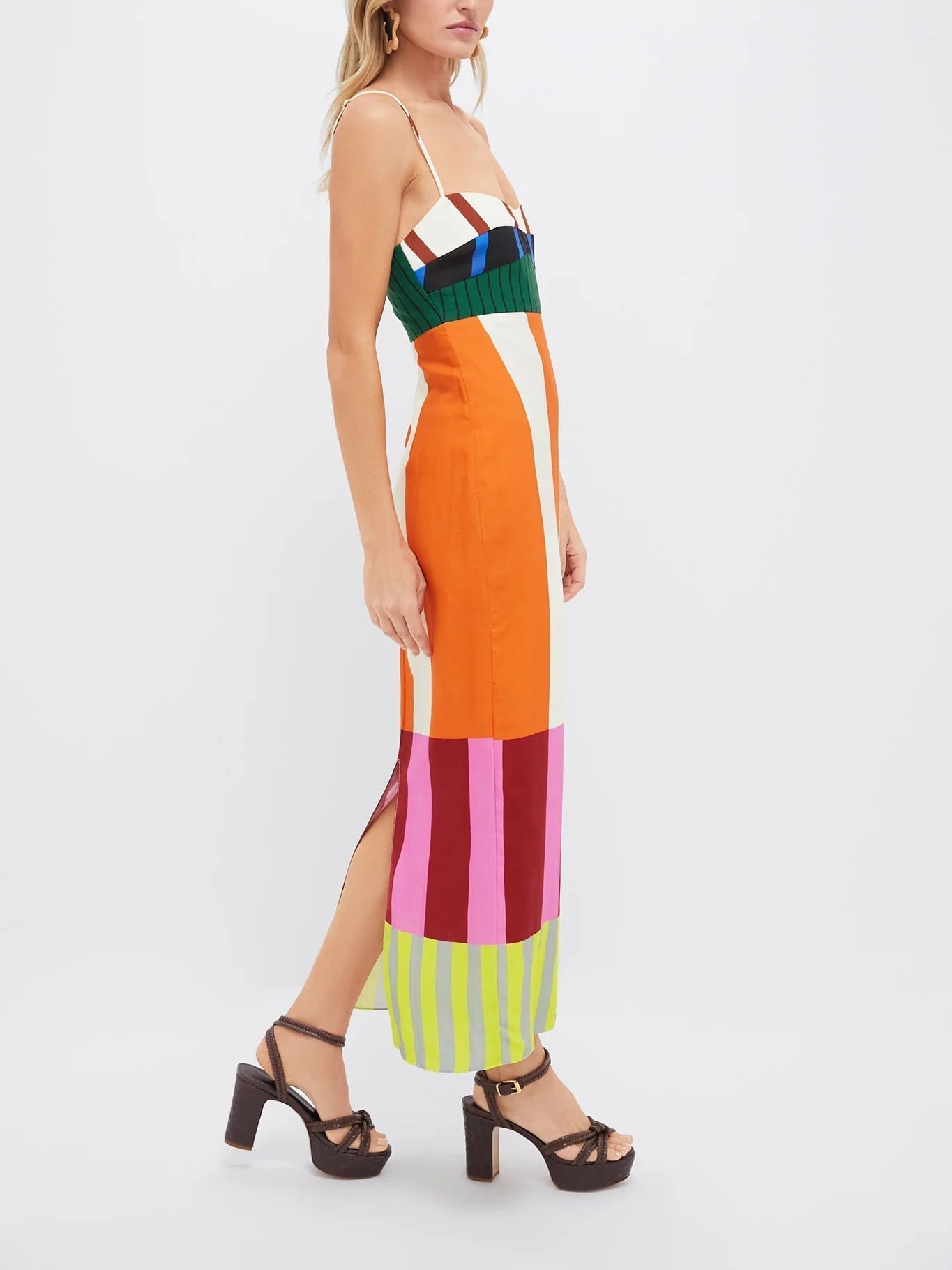 Damen Sommerkleid Gestreift Spaghettiträger