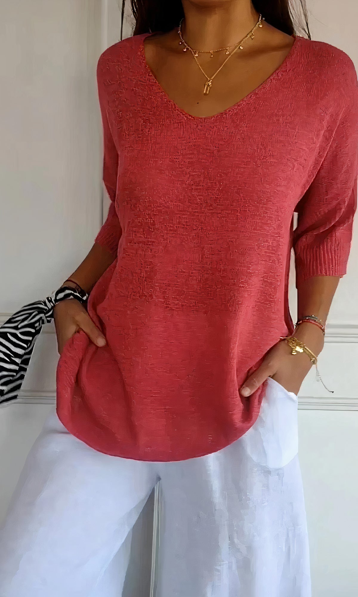 Damen Gestricktes V-Ausschnitt Casual - Norvielle