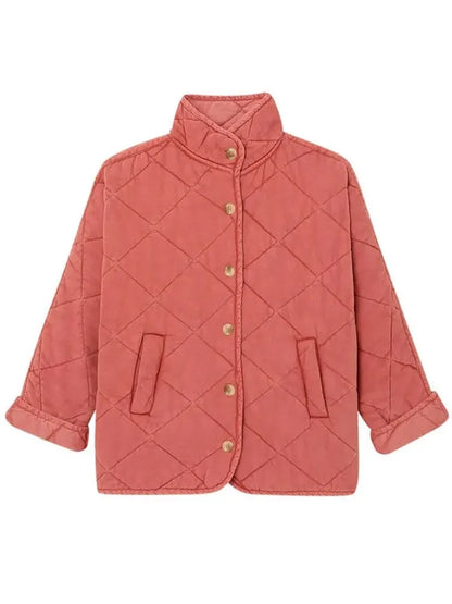 Damen Leichte Steppjacke Knöpfe Einfarbig für Alltag