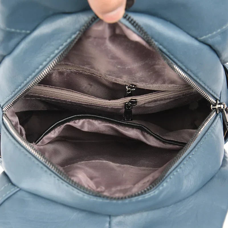 Elarova | Anti Diebstahl Rucksack Aus Leder Mit Reißverschluss Für Damen
