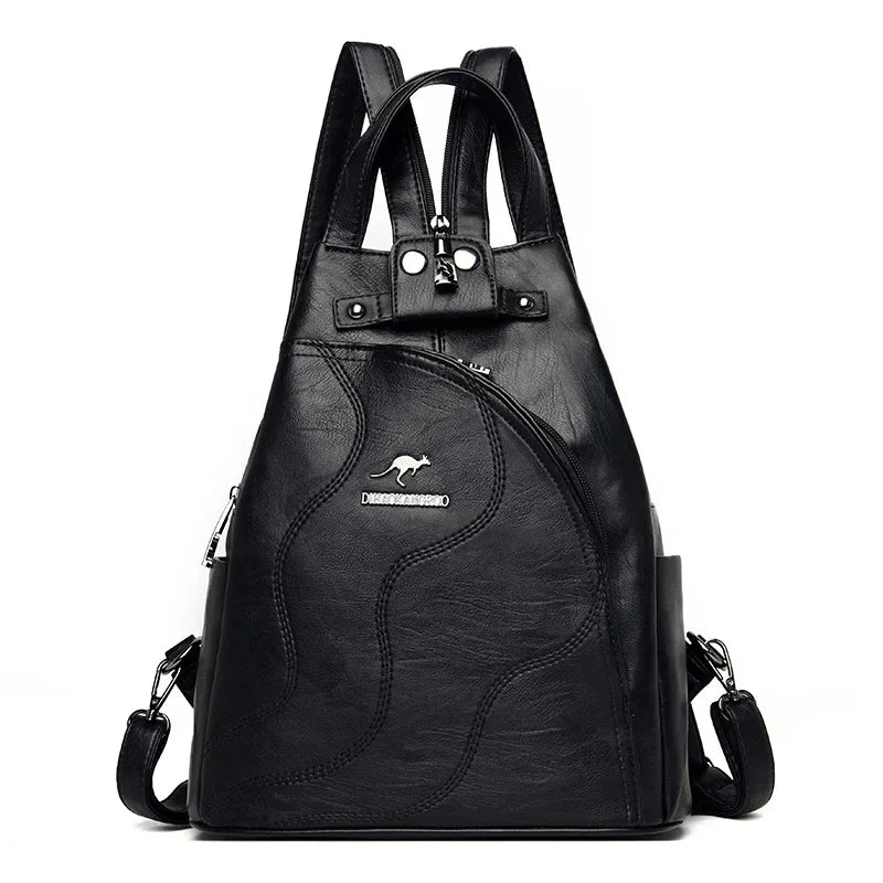 Elarova | Anti Diebstahl Rucksack Aus Leder Mit Reißverschluss Für Damen