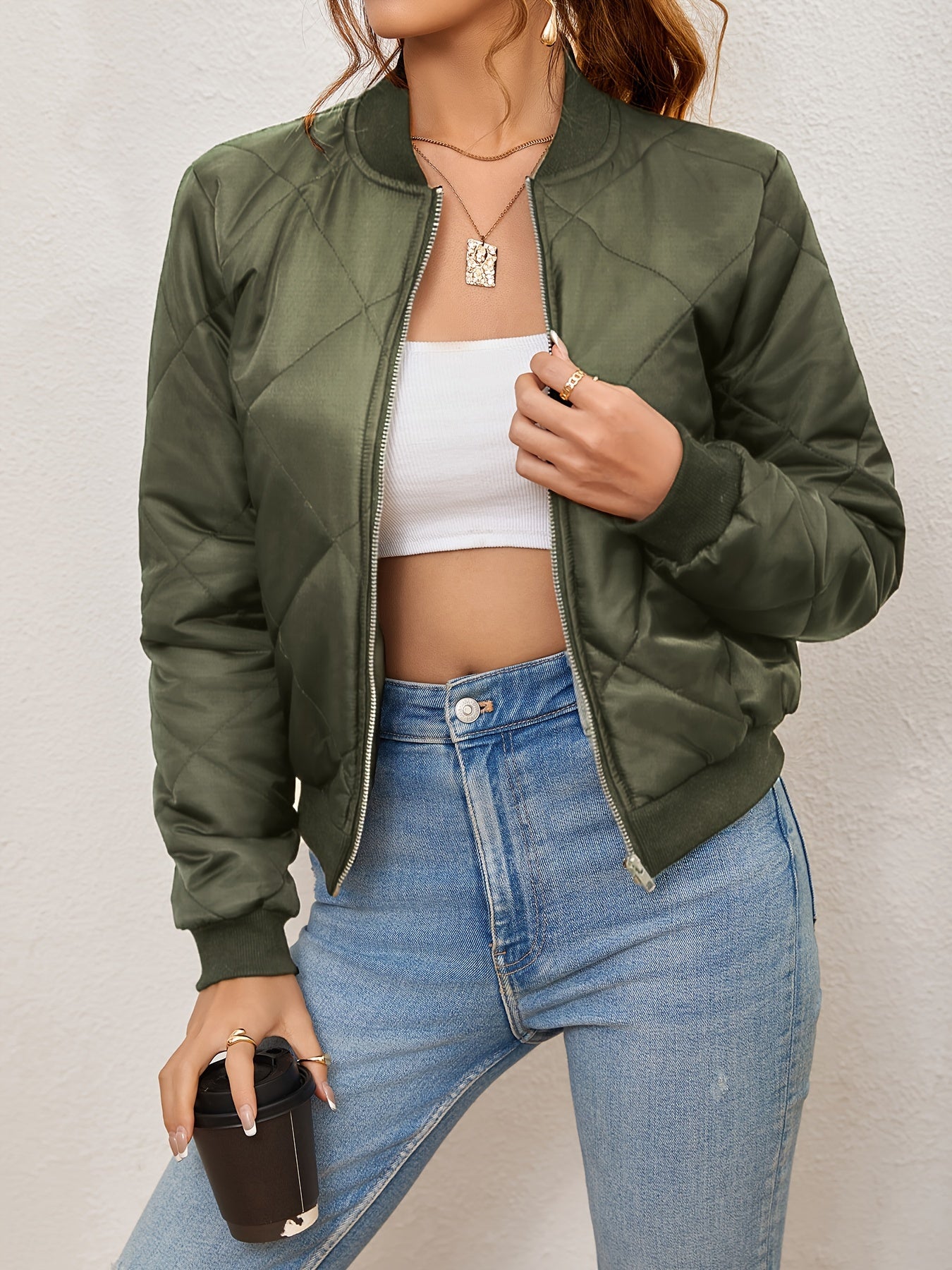 Elarova | Argyle-Muster Bomberjacke für Frauen