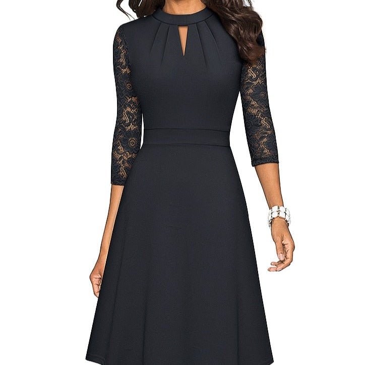 Damen Spitzenkleid Ausgehkleid Mit Lochstickerei - Norvielle