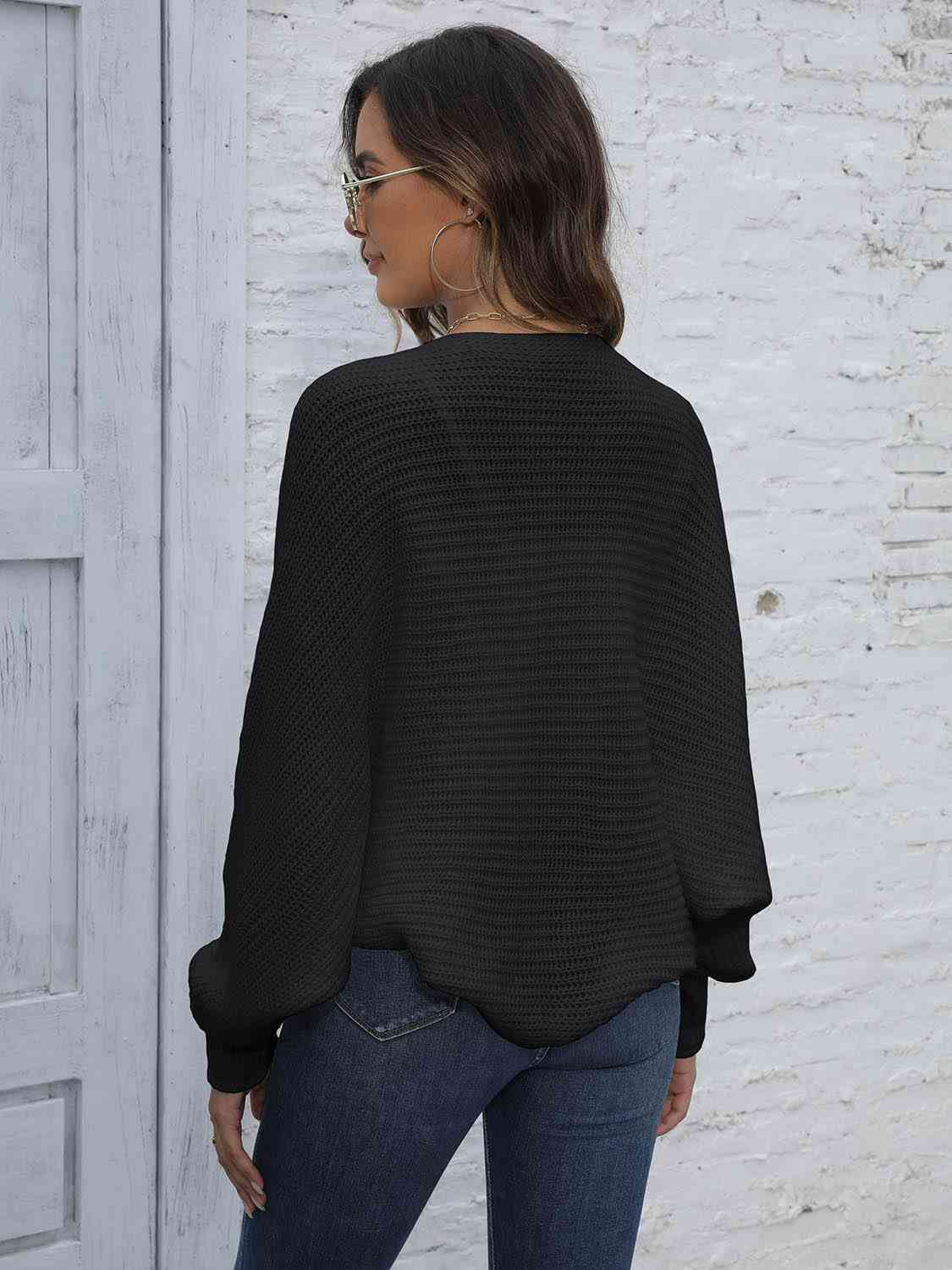 Elarova | Bat Sleeve Offene Front Kurze Strickjacke