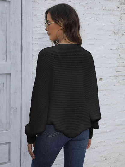Elarova | Bat Sleeve Offene Front Kurze Strickjacke