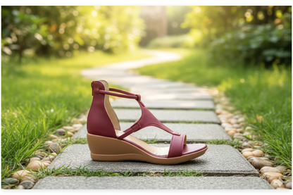 Elarova | Bequeme orthopädische Keilsandalen für Damen | Lässige Keilsandalen aus Leder mit Fußgewölbeunterstützung