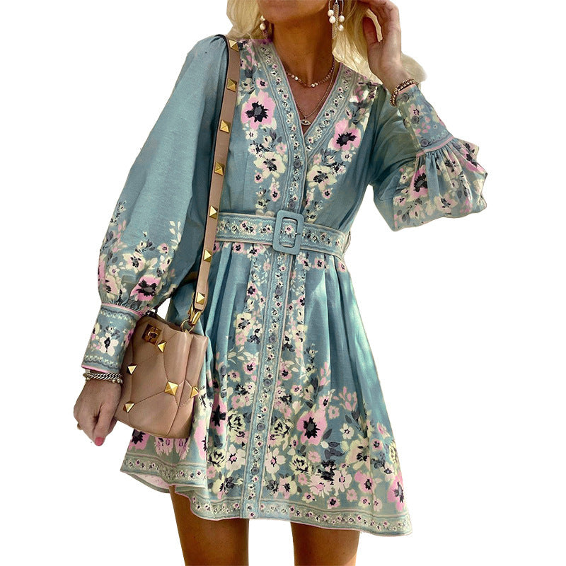 Norvielle Damen Boho-Kleid Leichtes Muster - Norvielle