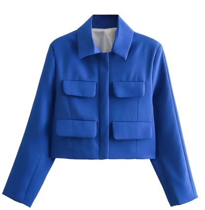 Elarova | Bomberjack Damen Kurzjacke mit Vier Fronttaschen und Minimalistischem Design