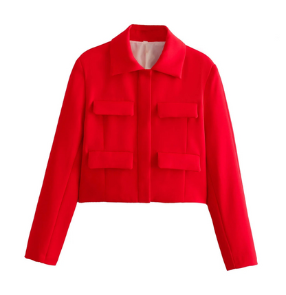 Elarova | Bomberjack Damen Kurzjacke mit Vier Fronttaschen und Minimalistischem Design